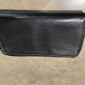 Fossil Zip Bifold Card Case/Wallet,   Black Leather